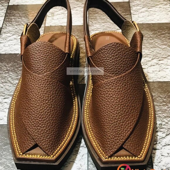 Best Quality Handmade Shoes, Dark Brown Dotted Leather Sandals, Traditional - Picture 10 of 11